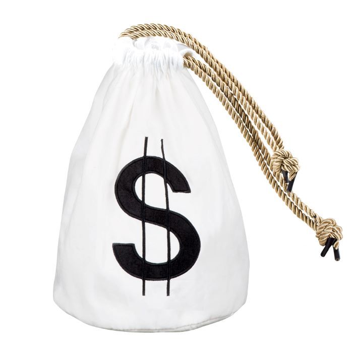 White fabric money bag - 29x20 cm