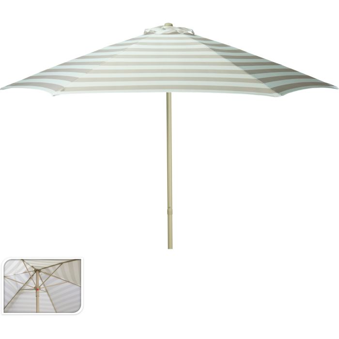Large parasol, beige and off-white striped, Ø 230 cm