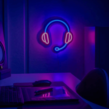 Headset neon LED sign - 28x28 cm