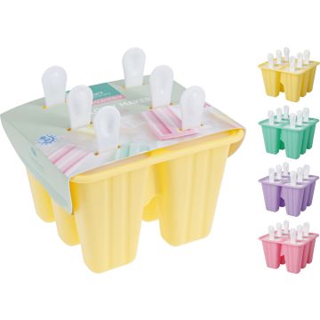 Ice Lolly Mould for 6 Lollies with White Sticks