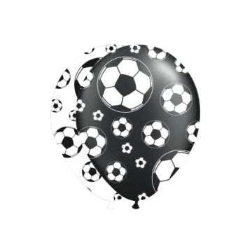 Football-themed balloons black and white 8x - 30 cm