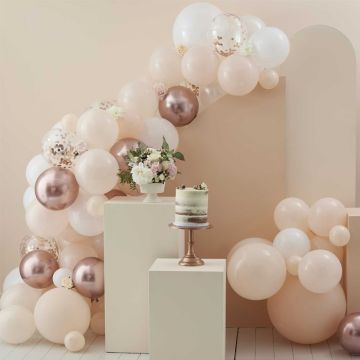 Rose Gold Balloon Arch with Confetti 76 pieces