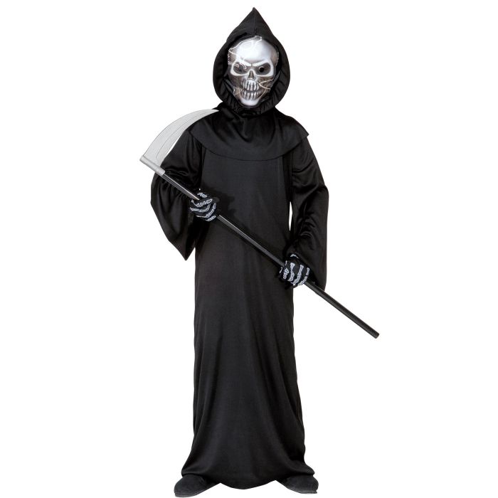 Grim Reaper costume with silver mask for boys