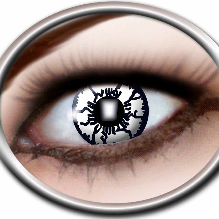 Ghost white and black contact lenses
