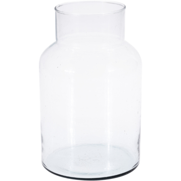 Transparent vase of recycled glass 14x26 cm