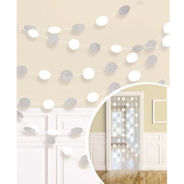 White & Silver Glitter Curtain - 213 cm