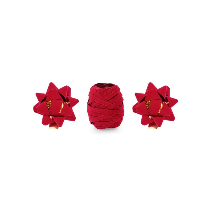 Wrapping set velvet ribbon for gifts red 3x mix