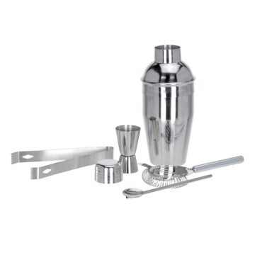 Cocktail shaker set stainless steel - 5 pieces