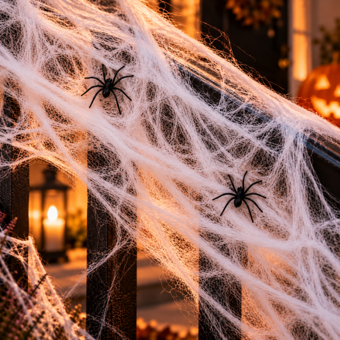 White Spider Web 60 g with Spiders - 1x6 metres