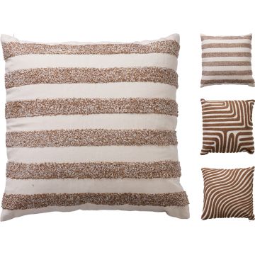 Cotton Cushion with Embroidery and Zip 43x43 cm