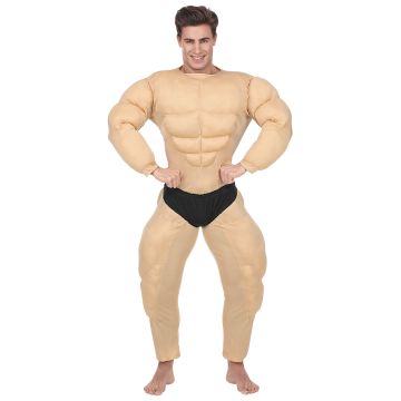 Fun bodybuilder costume in beige