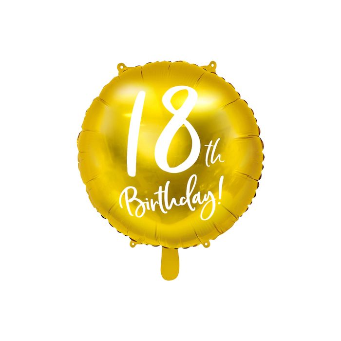 18th Birthday Balloon Gold - 45 cm