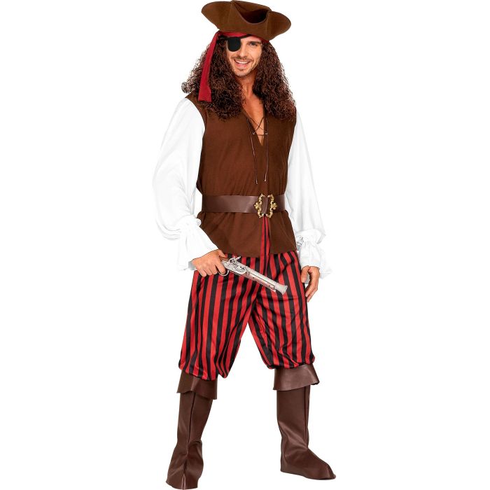 Pirate costume with hat and eyepatch for men
