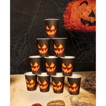 Spooky Halloween pumpkin paper cups 10x - 210 ml