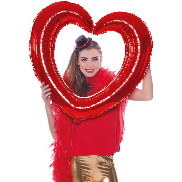 Foil Balloon Heart-Shaped Photo Frame Red - 80 x 70 cm