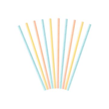 Pastel-coloured paper straws 10x - 19.5 cm