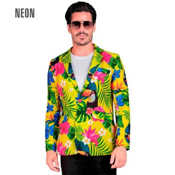 Yellow Jungle Jacket with Tropical Print
