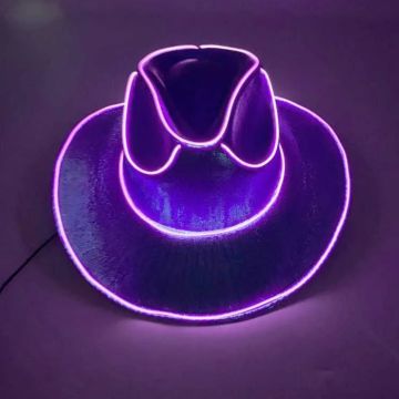 Fun cowboy rave hat with LED Purple