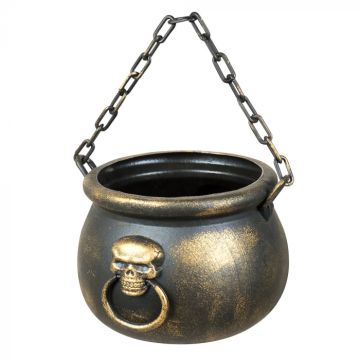 Witch Skeleton Cauldron Gold - 19x13 cm