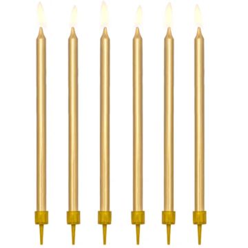 Long cake candles gold 12.5 cm