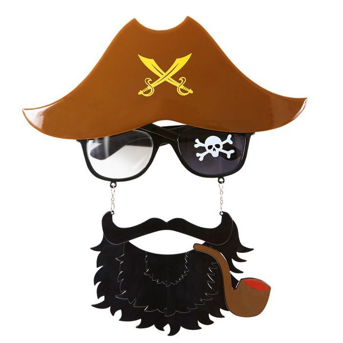 Pirate glasses with beard and captain's hat