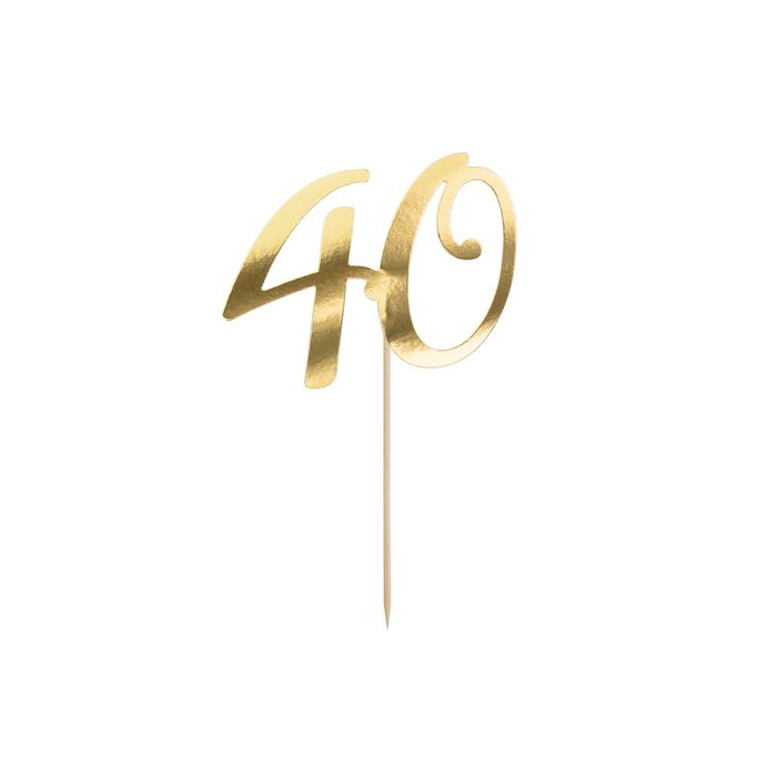 40th birthday cake decoration gold - 20.5 cm