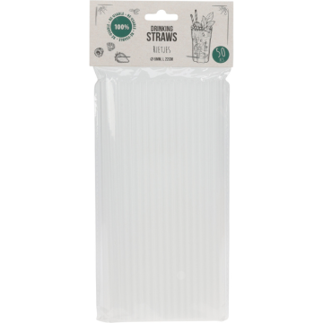 Reusable straws in frosty white 6x220mm - 50x