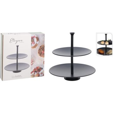 Tiered Stand in Matte Black Carbon Steel, 2 Levels