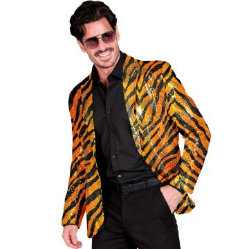 Orange Tiger Sequin Jacket for Parties