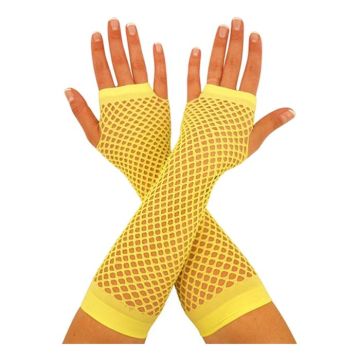 UV Net Gloves Long Yellow 2x - 25 cm neon