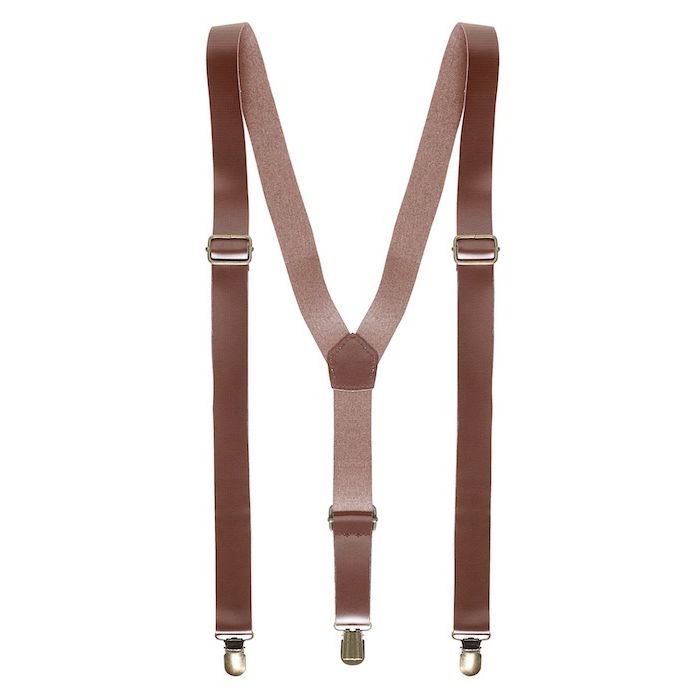 Leather look suspenders Brown