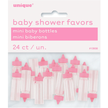 Mini sutteflasker til babyshower 24x pink