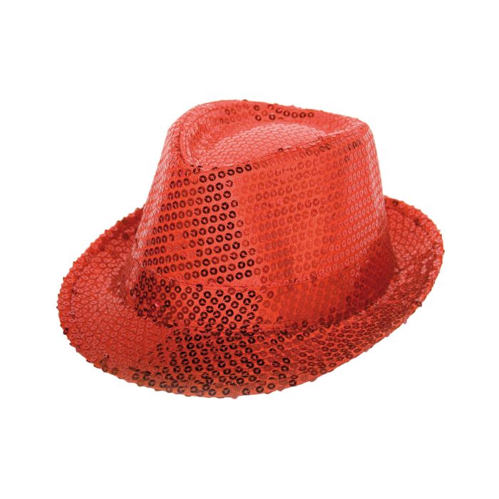 Red fedora with sequins - onesize