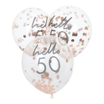Hello 50 rose gold balloons 5X - 30 cm