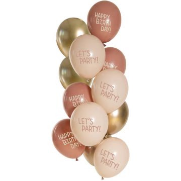 "Let's Party" balloons gold and pink 12x - 33cm