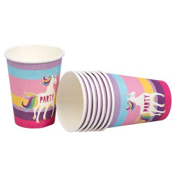 Unicorn party paper cups 8x - 250 ml