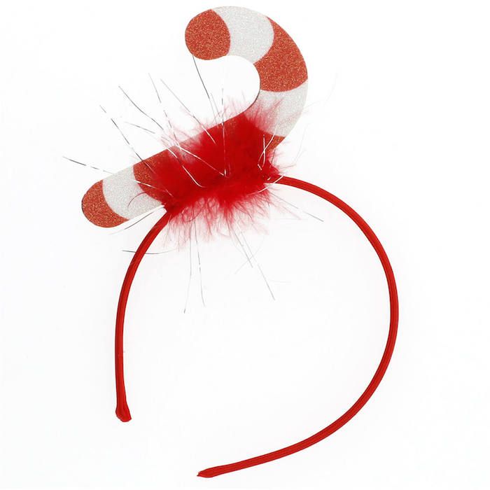 Red Christmas Headband with a Candy Cane