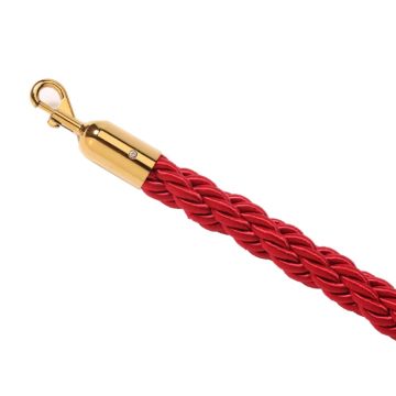 VIP barrier rope red braided gold snap lock 200 cm