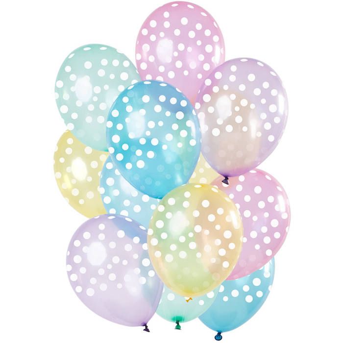 Pastel-Coloured Balloons with Dots 12x - 33 cm