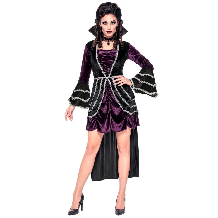Gothic Vampire Dress for Women with Train