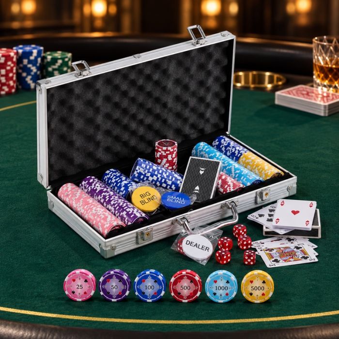 Poker Set 300 Chips 11.5g Aluminium Case High Stakes PartyVikings