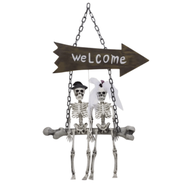 Halloween Skeleton Bride and Groom on Swing - 72 cm