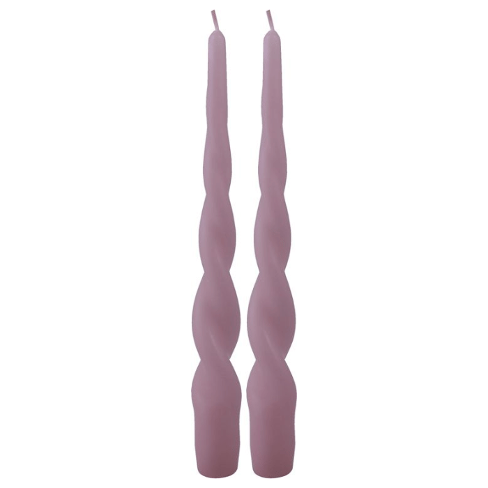 Twisted taper candles dusty heather 2x - 24 cm