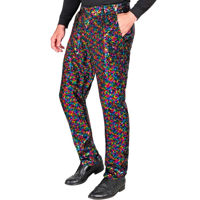 Men's Multicoloured Sequin Trousers