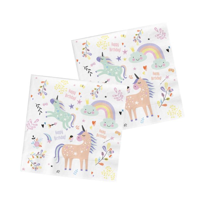 Unicorn-themed napkins 20x - 33x33 cm
