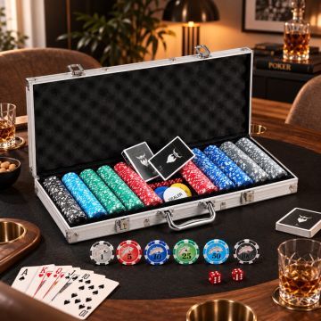 Poker Set 500 Royal Flush chips 11.5 g. aluminium case low stakes PartyVikings