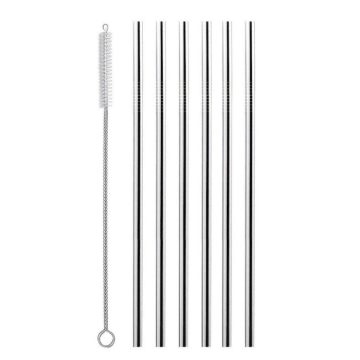 Steel straws 6x with cleaner - 13 cm