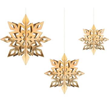 Gold Snowflake Decoration 6x 