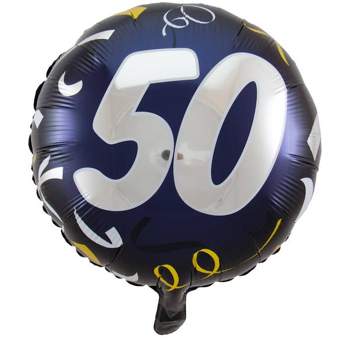 50th Birthday Balloon Blue - 45 cm