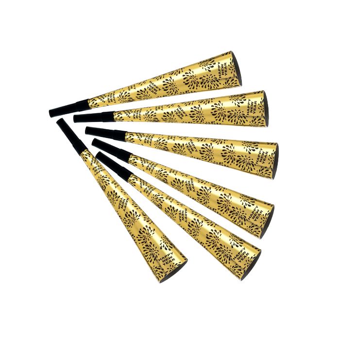 Party trumpets happy new year gold 6x - 25 cm